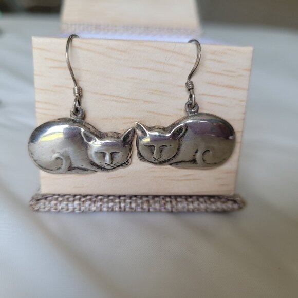 Sterling Cat Earring & Sterling Ballerina Cat Pin - Picture 11 of 14